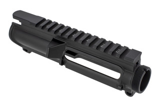 Aero Precision slick-slide stripped AR-15 forged upper receiver with tough black anodized finish and laser engraved T-marks